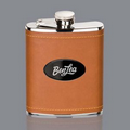 Shelburne Hip Flask - 6oz Brown/Black Nickel Plate